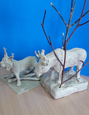 "Животные пермского края" скульптурный пластилин  13 см.