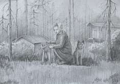 Мансийская девушка с собаками