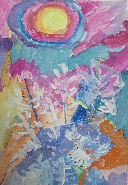 "Зайчишка в зимнем лесу"