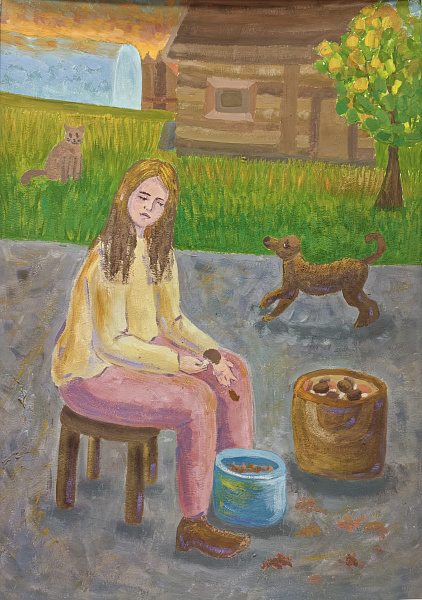 "Вечернее времяпрепровождение. Чистка грибов"