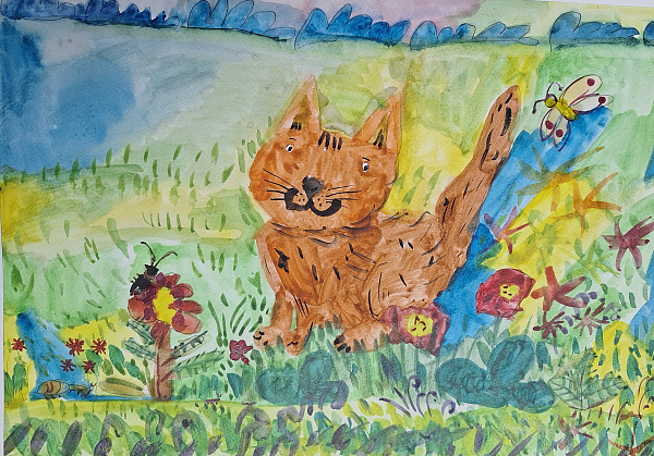 "Котик на лужайке"