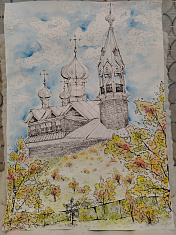 Чердынь осенью. Церковь Илии Пророка на Троицком холме