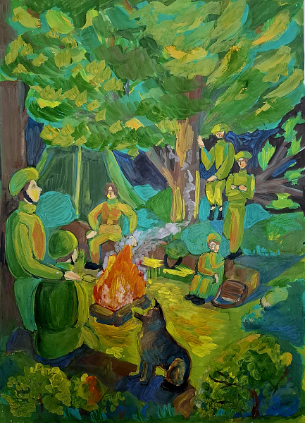 На привале у костра