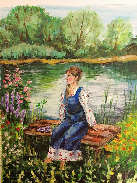 Девушка у пруда