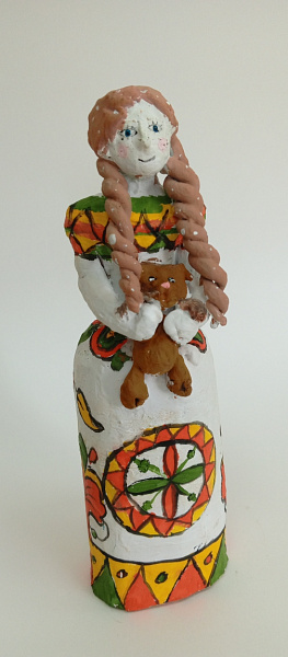 Девочка с собачкой. Обвинская роспись.